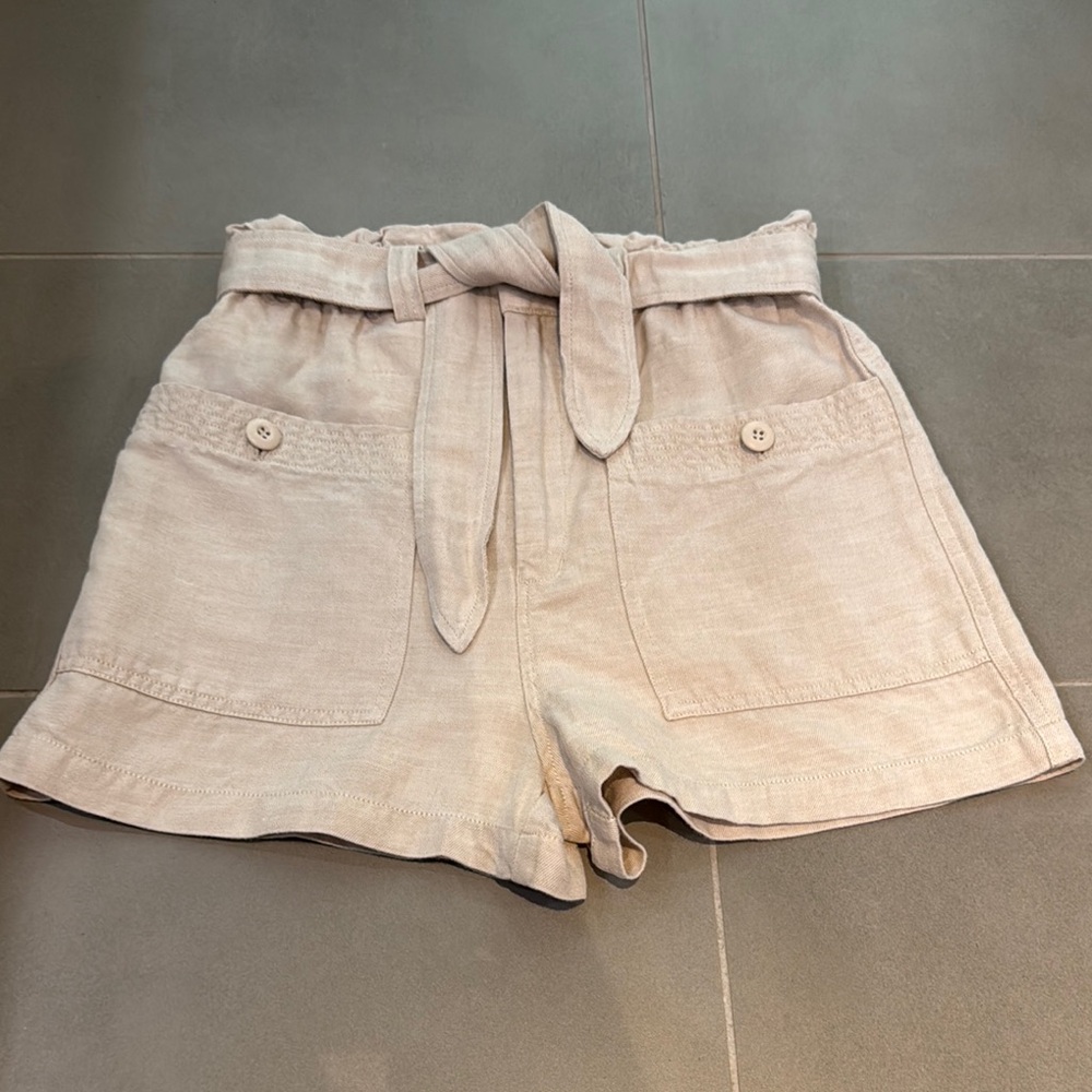 Joie Tan High Waist Shorts with Paper-Bag Waist